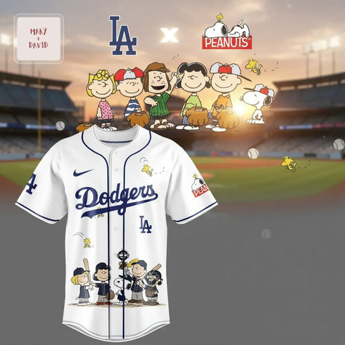 LA Dodgers Peanuts Snoopy Crossover Baseball Jersey