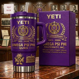 Omega Psi Phi 115th Anniversary Commemorative Purple and Gold Insulated Handle Tumbler