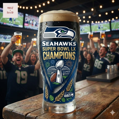 Seattle Seahawks Super Bowl LX Champions Beer Glass