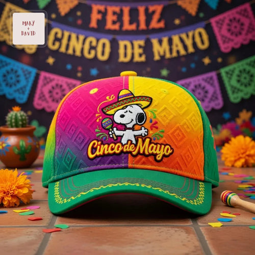 Snoopy Cinco de Mayo Embroidered Colorful Baseball Cap