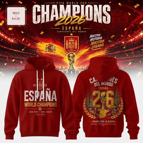 Spain 2026 World Champions España Football Commemorative Graphic Pullover Hoodie