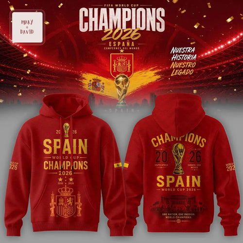 Spain National Soccer Team 2026 World Cup Champions Fan Gear Hoodie