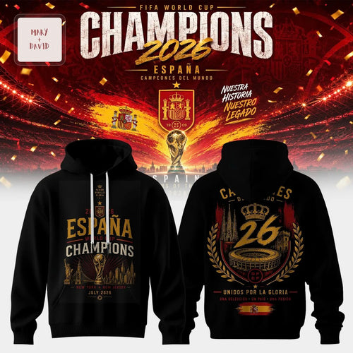 Spain Soccer World Cup 2026 Champions Commemorative Graphic Pullover Hoodie