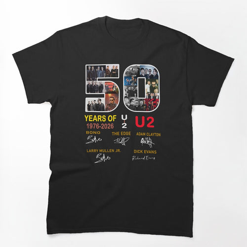 50 Years Of Rock Music 1976 2026 Vintage Band Anniversary Tribute Shirt