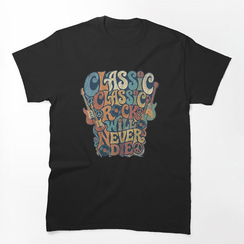 Rock Will Never Die Vintage 70s Retro Music Shirt