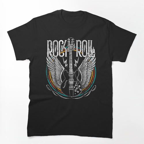Vintage Retro 80s Rock & Roll Music Guitar Wings Shirt