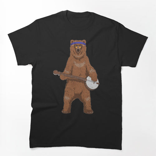 Banjo Bear Hippie Bluegrass Throwback Musician 35 Shirt