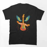 Rock N Roll Guitar - Vintage Rock Wings Retro Music Shirt