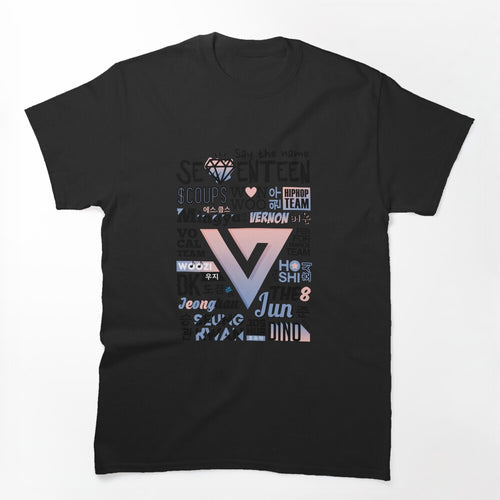SEVENTEEN Font Collage Ver 2 Rose Quartz & Serenity Shirt