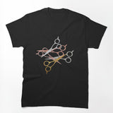 Metallic Scissors Hair Stylist Salon Shirt