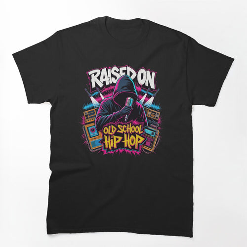 Raised On Old School Hip Hop Retro 90s Boombox Beats Shirt