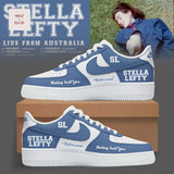 Stella Lefty Australia Tour Personalized Blue and White Custom Air Force 1 Sneakers