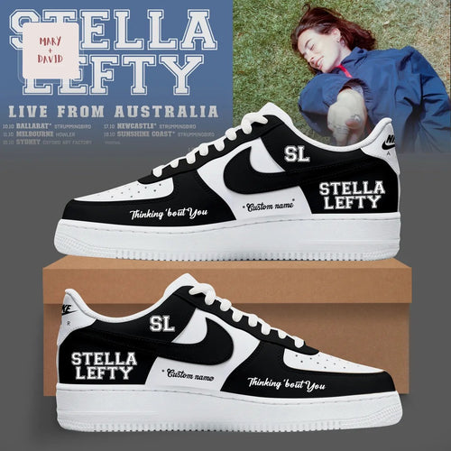 Stella Lefty Live From Australia Tour Personalized Black and White Custom Air Force 1 Sneakers