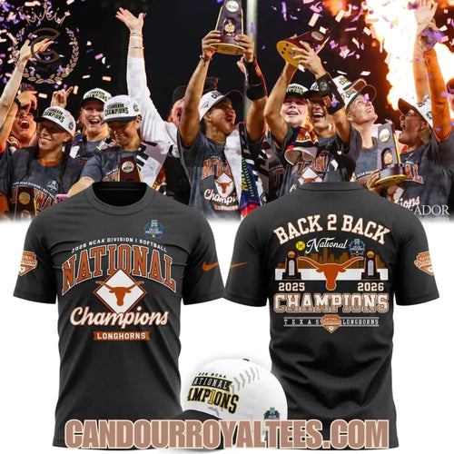 Texas Longhorns Black 2026 NCAA Softball National Champions Locker Room T-Shirt