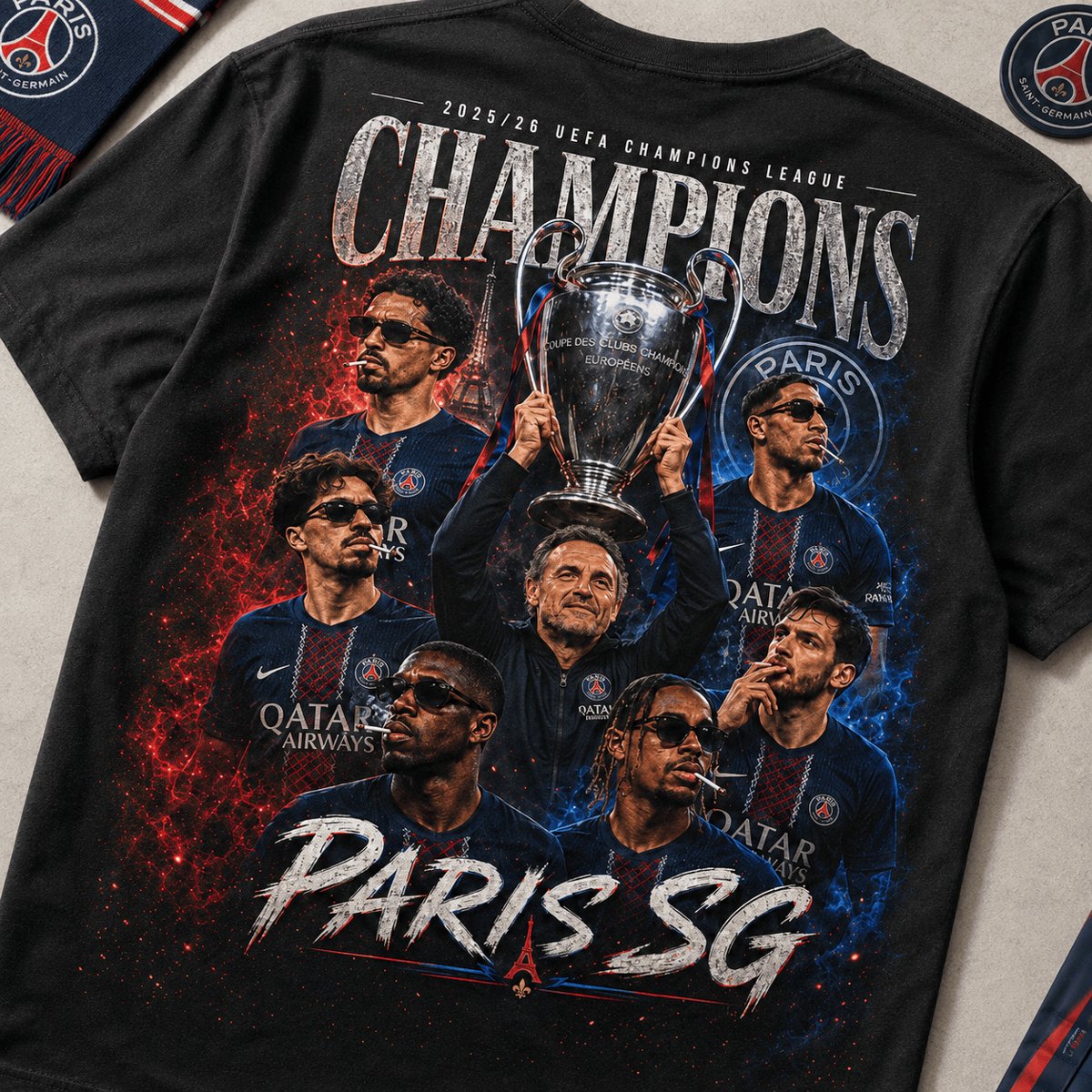 Paris Saint-Germain F.C. UEFA Champions League 2025/26 Champions T-Shirt