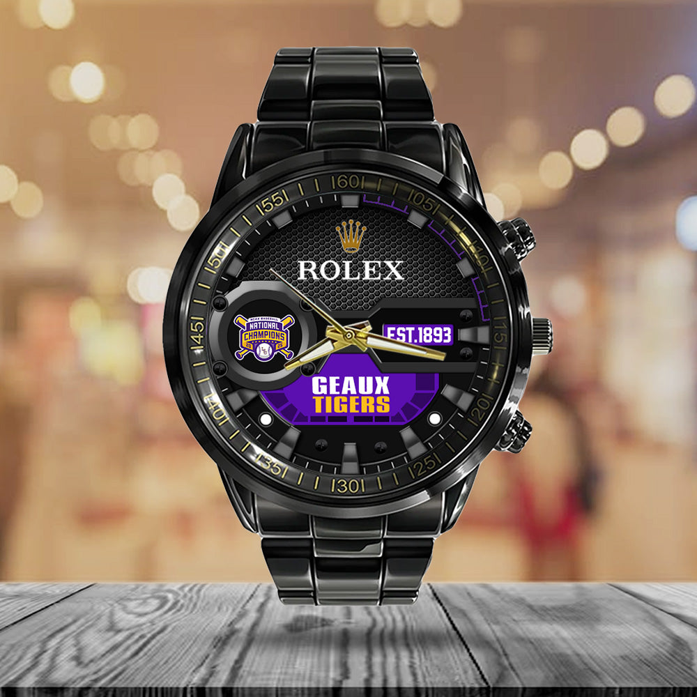 LSU Tigers Baseball 2025 National Champions x Rolex Black Stainless Steel Watch – MAITM 11899