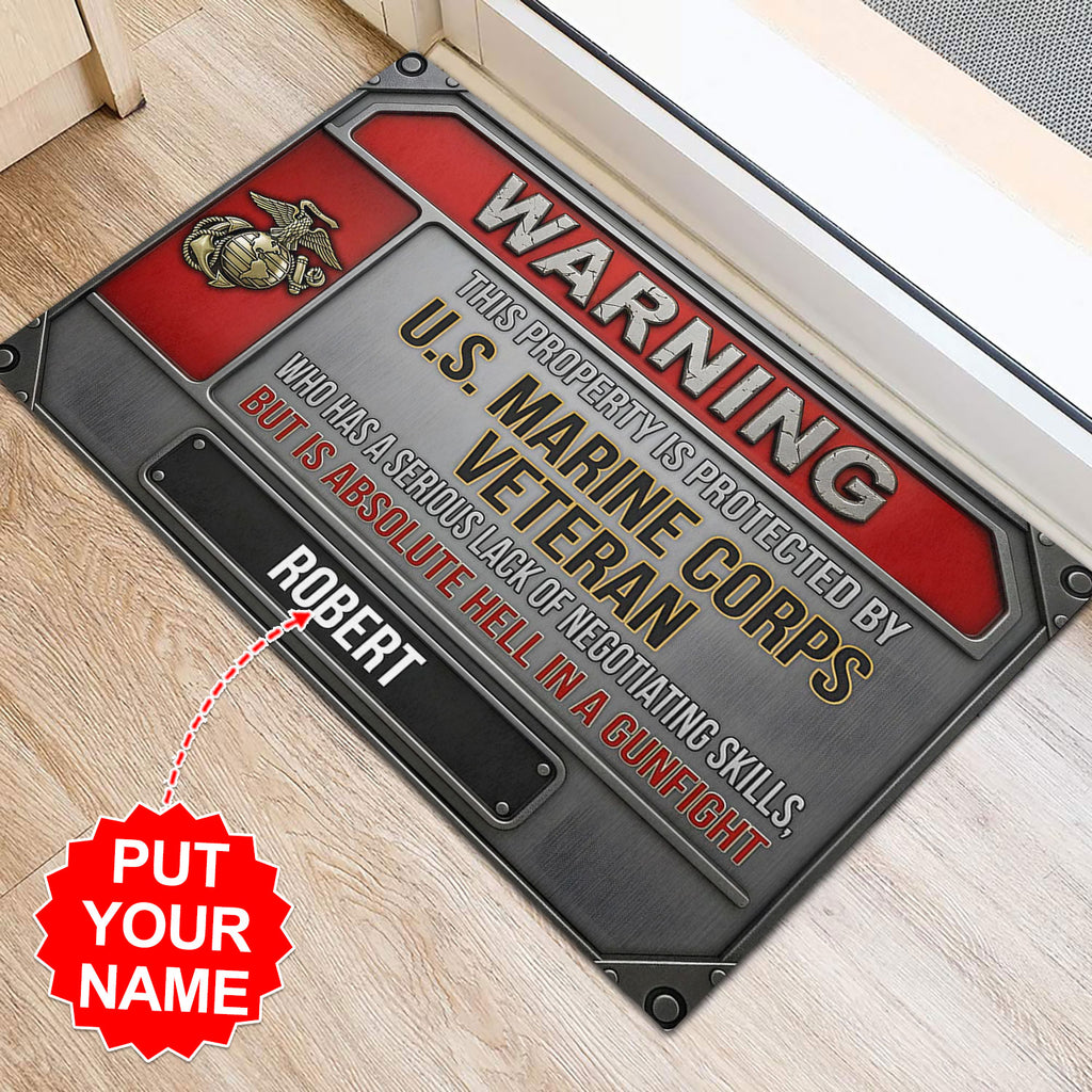 Personalized US Marine Corps 250th Anniversary Custom Doormat – MAITM12904