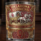 Oklahoma Sooners Boomer Sooner Est 1895 Whiskey Glass
