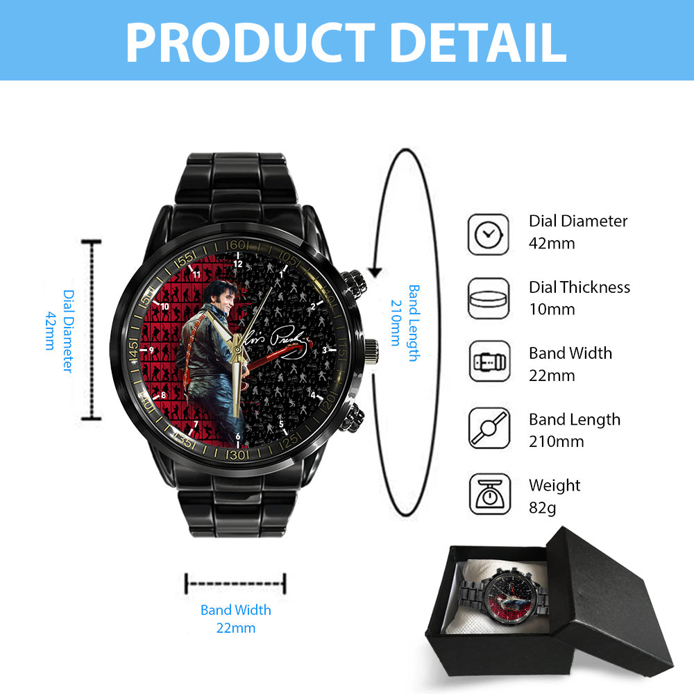 Elvis Presley Black Stainless Steel Watch – HOATT 4536