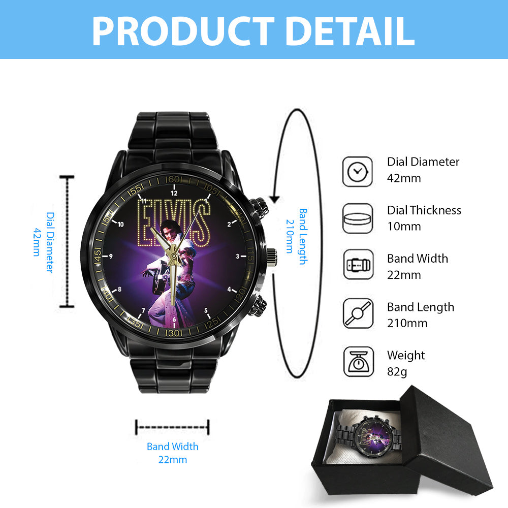 Elvis Presley Black Stainless Steel Watch – HOATT 4537