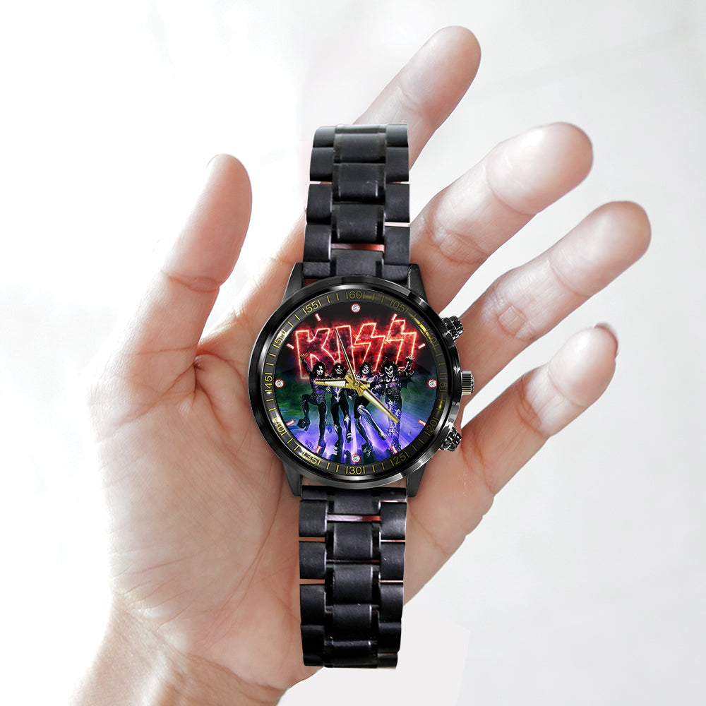 KISS Black Stainless Steel Watch – MAITM 7383