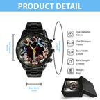 Pink Floy Black Stainless Steel Watch – HOATT 5385