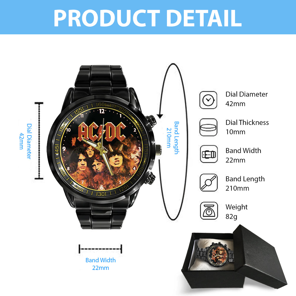 AC/DC Black Stainless Steel Watch – MAITM 7354