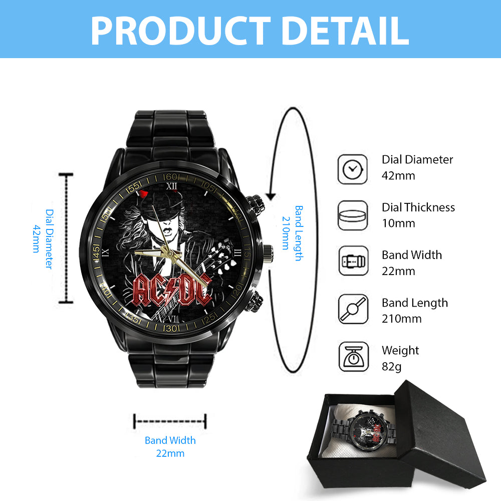 AC/DC x Angus Young Black Stainless Steel Watch – GNE 960