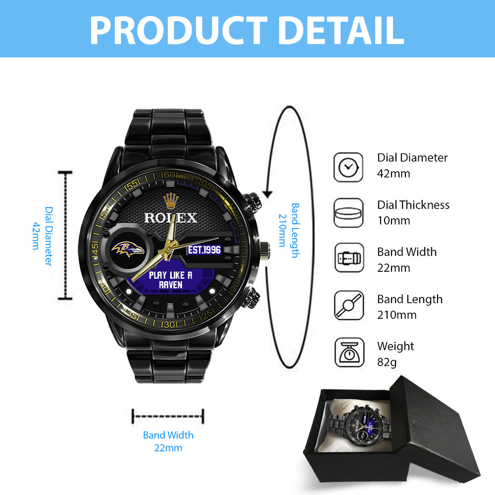 Baltimore Ravens x Rolex Black Stainless Steel Watch – MAITM13202