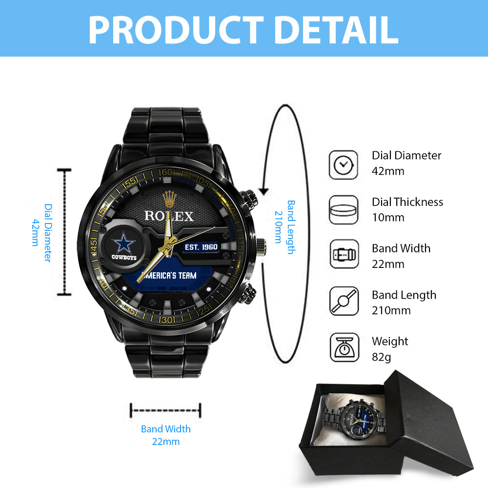 Dallas Cowboys x Rolex Black Stainless Steel Watch – MAITM6755