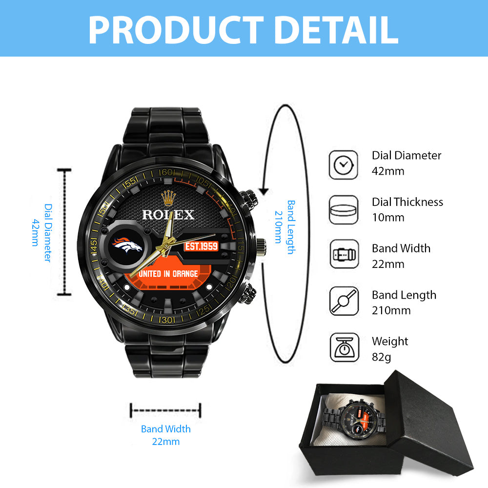 Denver Broncos x Rolex Black Stainless Steel Watch – MAITM13207