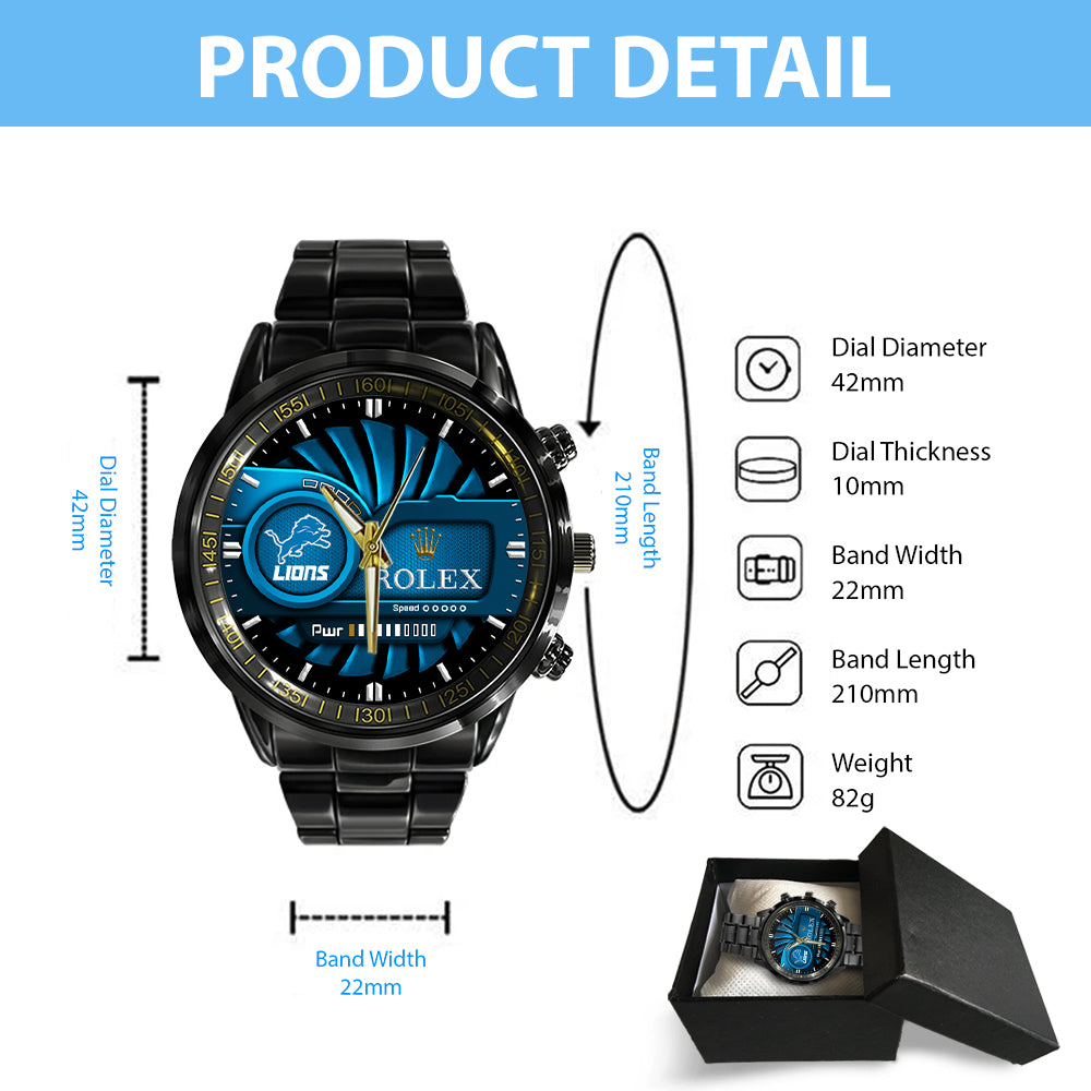 Detroit Lions x Rolex Black Stainless Steel Watch – MAITM7424