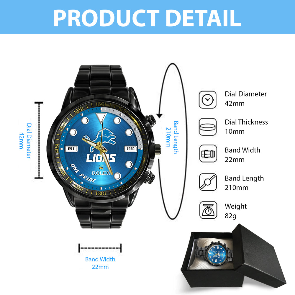 Detroit Lions x Rolex Black Stainless Steel Watch – MAITM7443