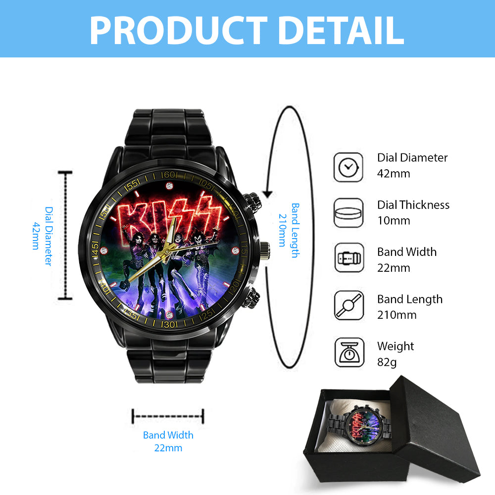 KISS Black Stainless Steel Watch – MAITM 7383