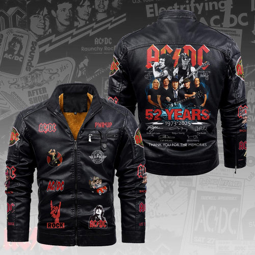 AC/DC 2D Leather Yellow Fleece Jacket – HOATT14707