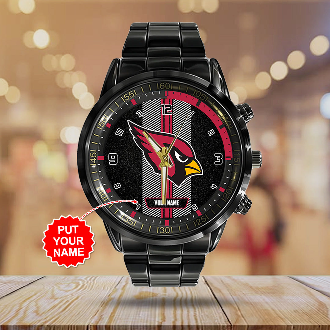 Personalized Arizona Cardinals Black Stainless Steel Watch – TANTN16003