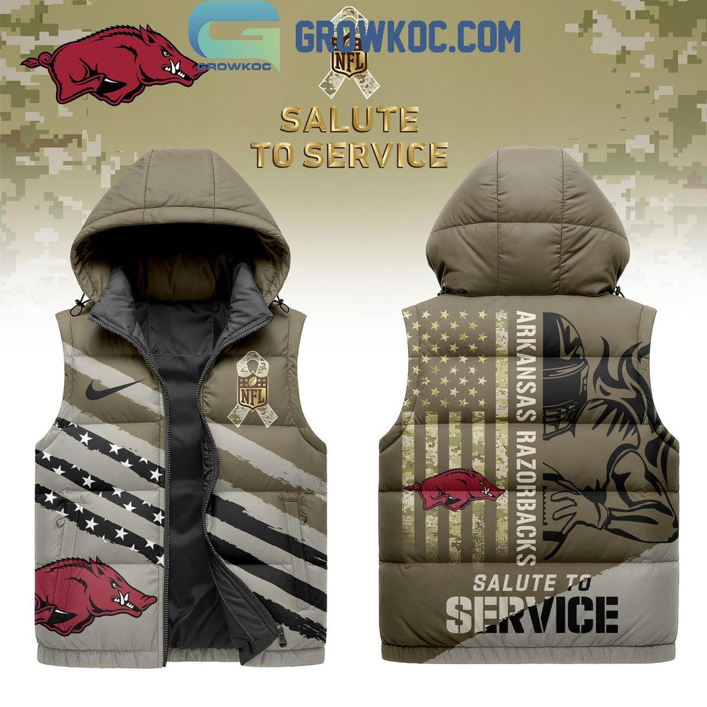 Arkansas Razorbacks Salute To Service Sleeveless Puffer Jacket