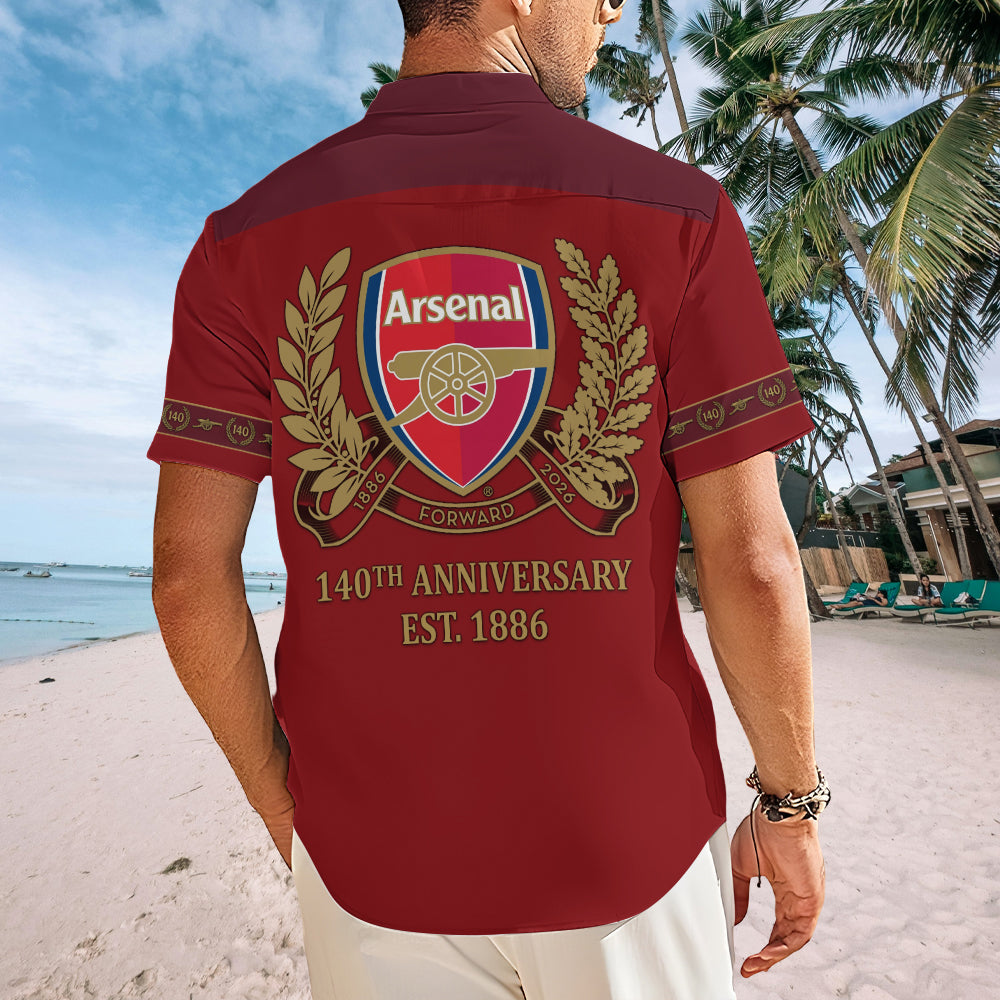 Arsenal FC 140th Anniversary Short Sleeve Button-Down Shirt – TMTHU7225
