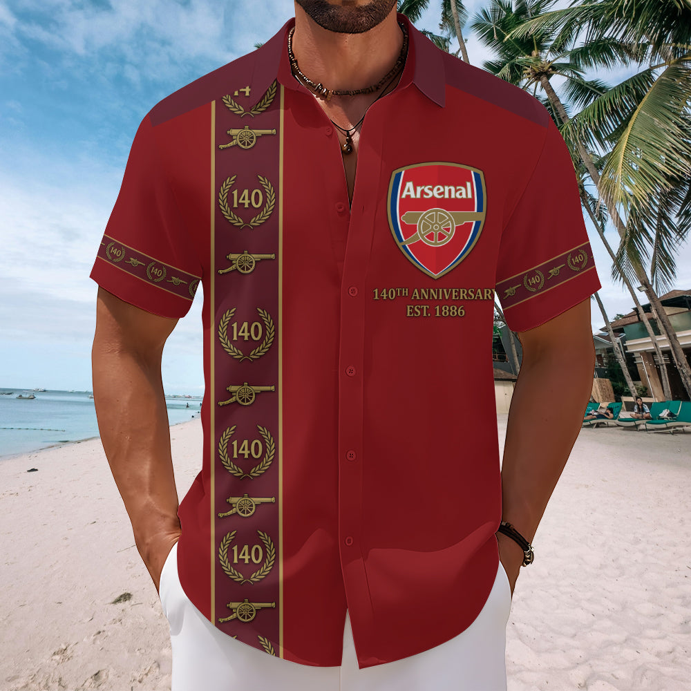 Arsenal FC 140th Anniversary Short Sleeve Button-Down Shirt – TMTHU7225
