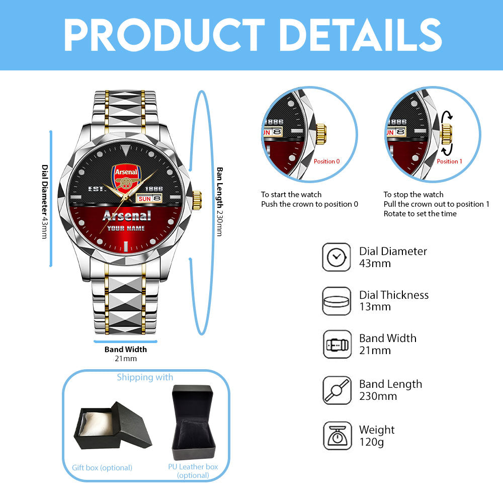 Personalized Arsenal FC Alloy Luxury Quartz Watch – TANTN15461