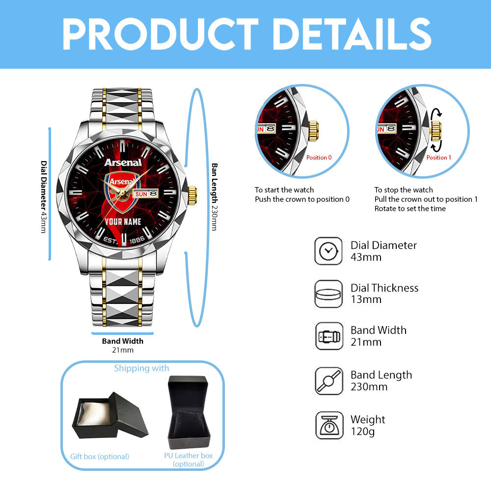 Personalized Arsenal FC Alloy Luxury Quartz Watch – TANTN23553