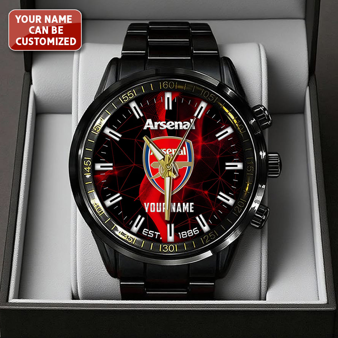 Personalized Arsenal FC Black Stainless Steel Watch – TANTN23554