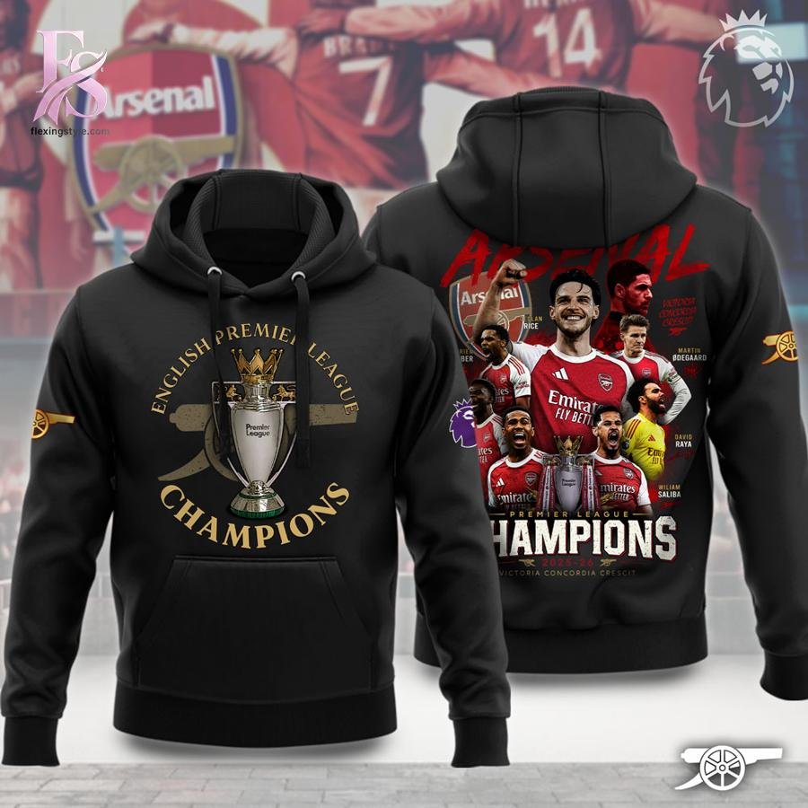 Arsenal English Champions Premier League 2025-2026 Hoodie