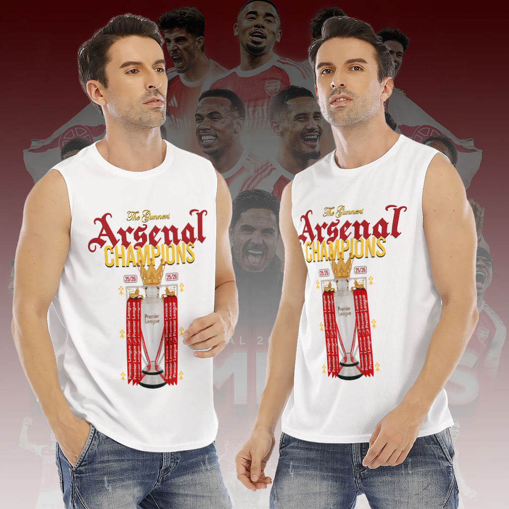 Arsenal FC Premier League Champions 25/26 3D O-neck Tank Top – HOATT18102