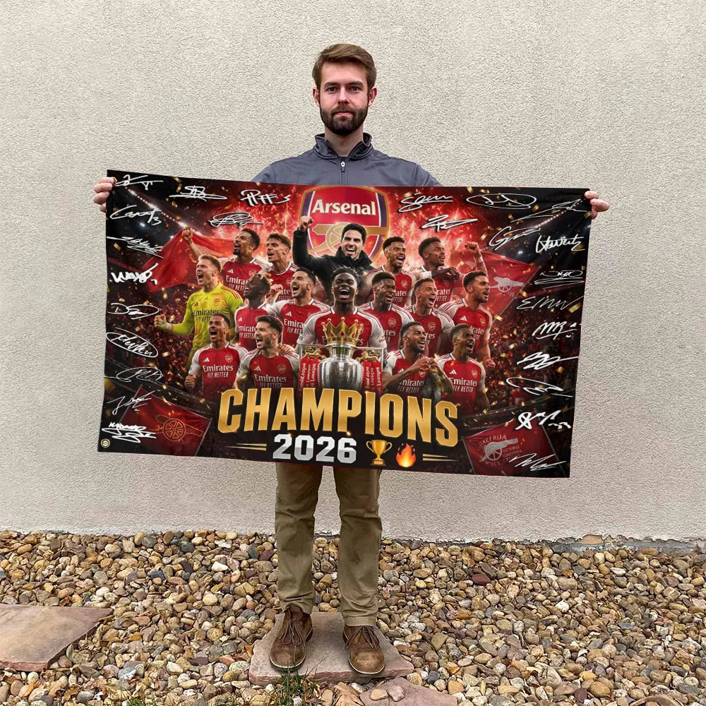 Arsenal FC Premier League Champions 25/26 3D Double-side House Flag – TMTHU6537