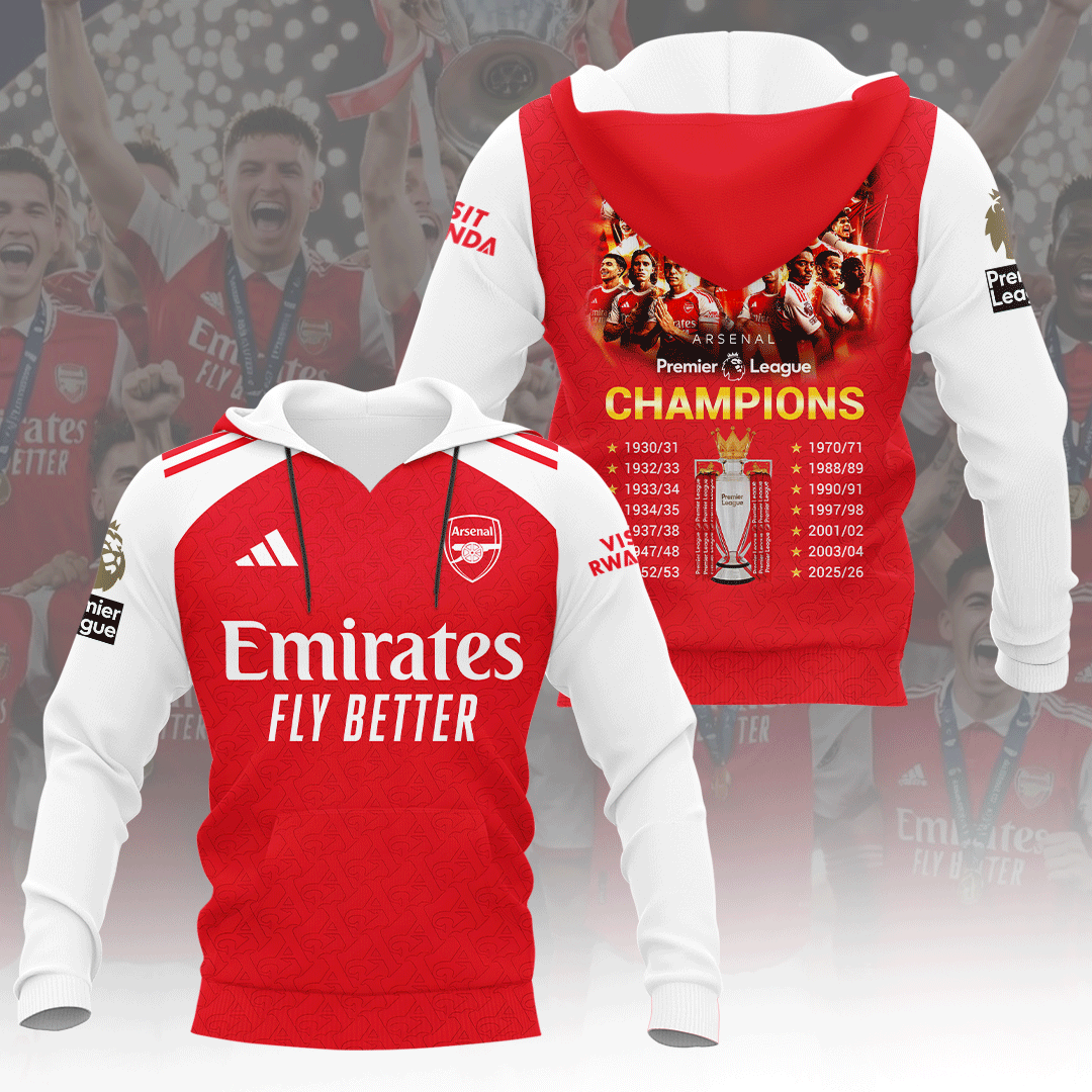Arsenal FC Premier League Champions 25/26 3D Apparel – HOATT18204