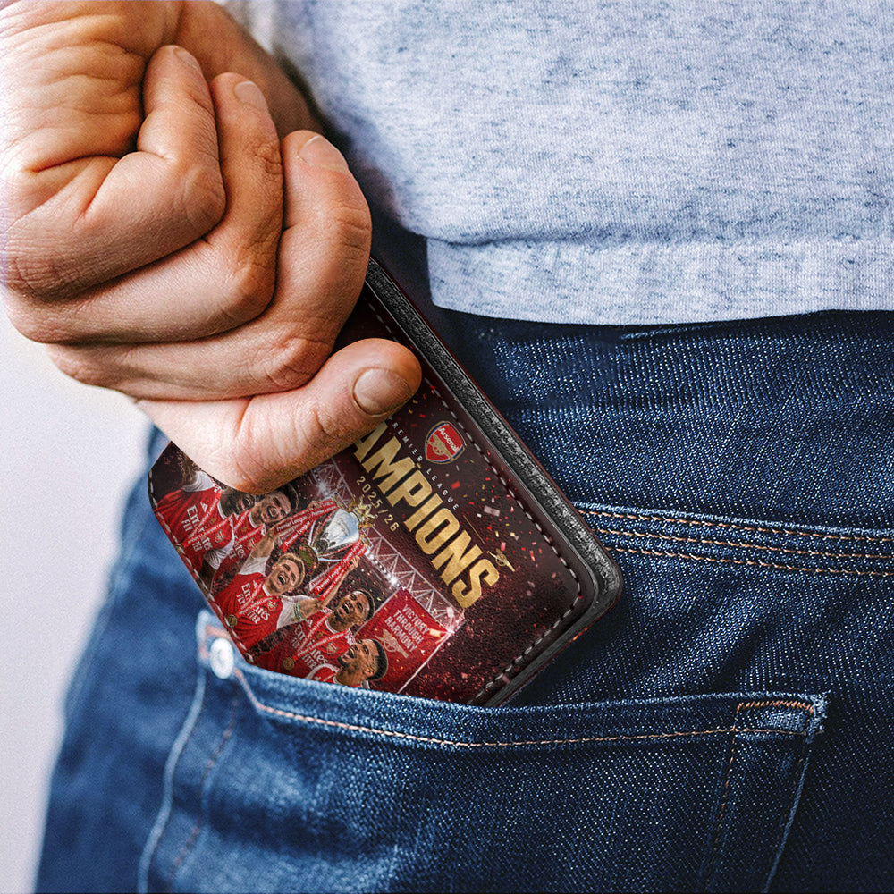 Arsenal FC Premier League Champions 25/26 3D Leather Men Wallet – GNE6631