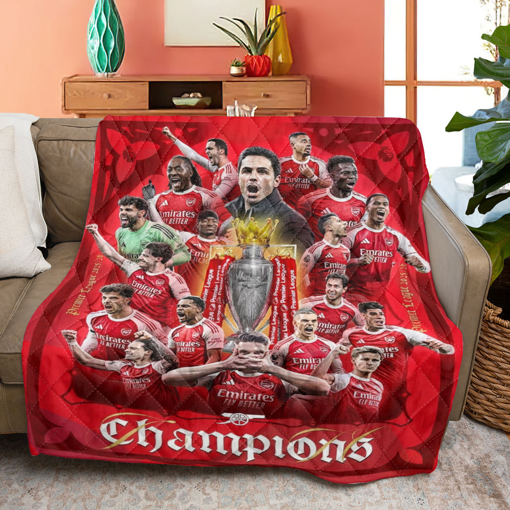 Arsenal FC Premier League Champions 25/26 Quilt Blanket – TMTHU6362