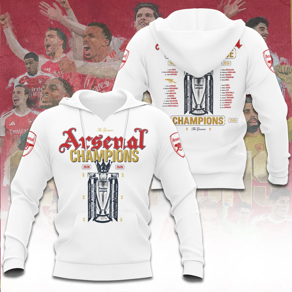 Arsenal FC Premier League Champions 25/26 3D Apparel – TANTN23012