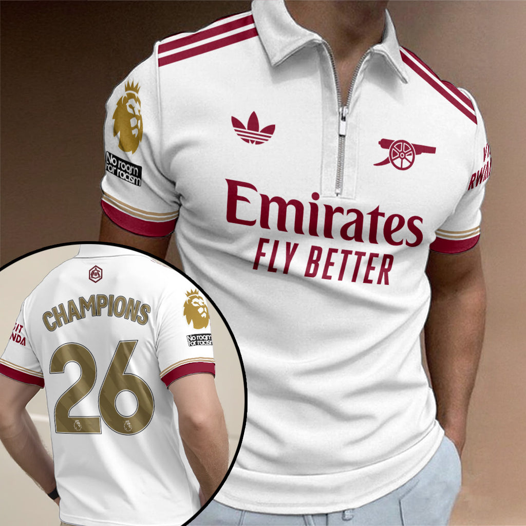 Arsenal FC Premier League Champions 25/26 Zip Polo Shirt – TANTN23366